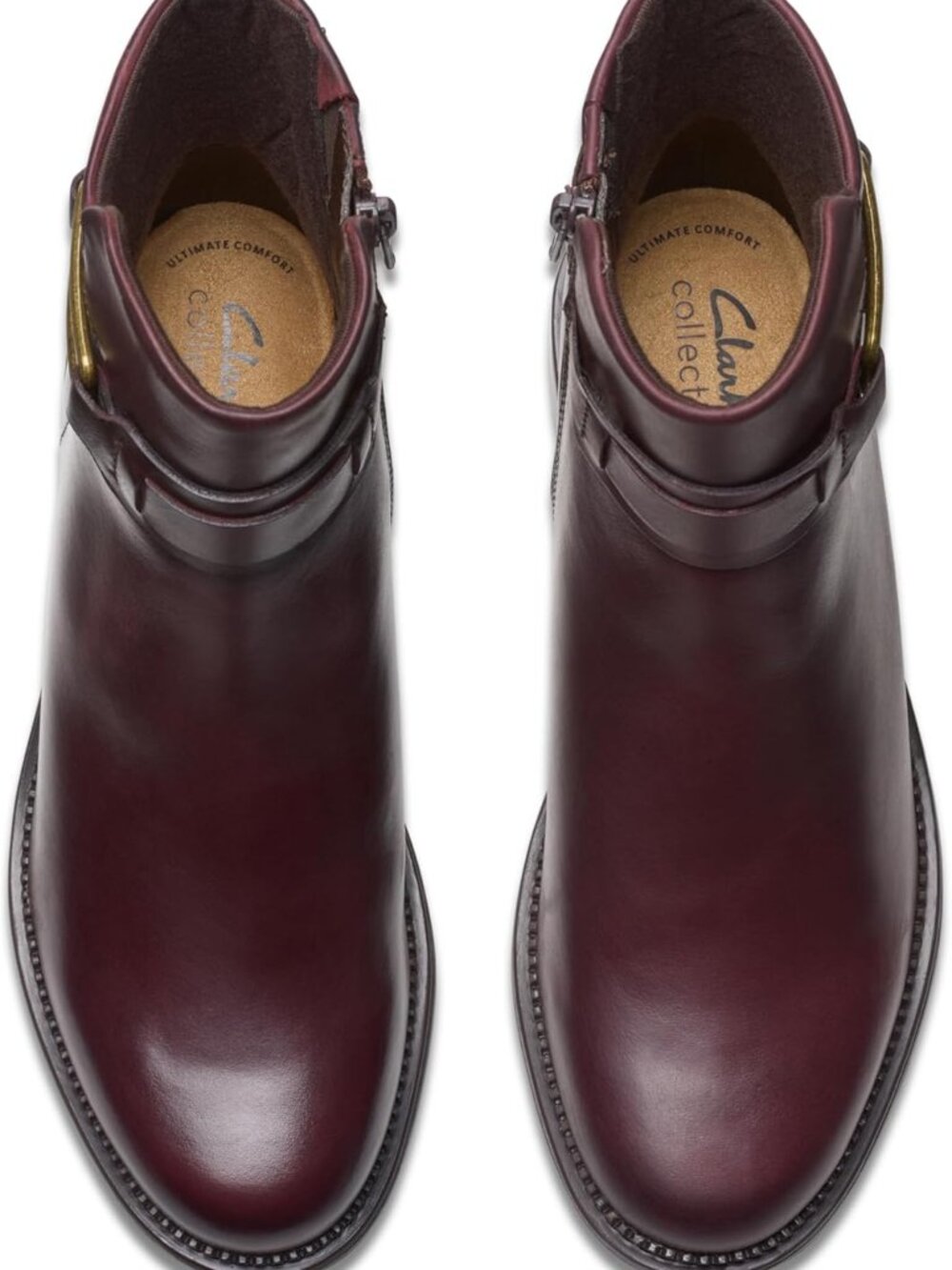 Clarks Burgundy Leather Ankle Boot Size 9.5 W - Picture 4 of 7